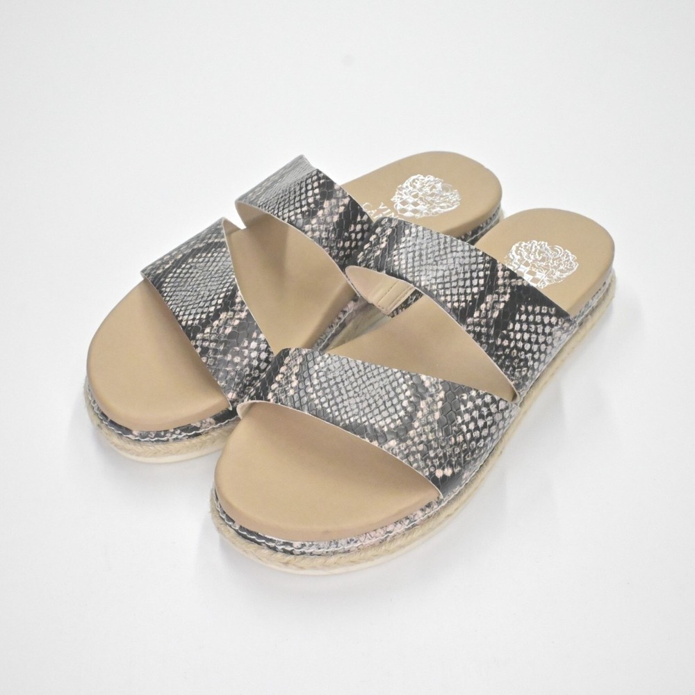 Vince Camuto Rynnah Espadrille Slide Sandals Womens Size 6.5 Gray Snakeskin Boho